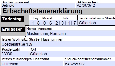 Erbschaftsteuererklärung